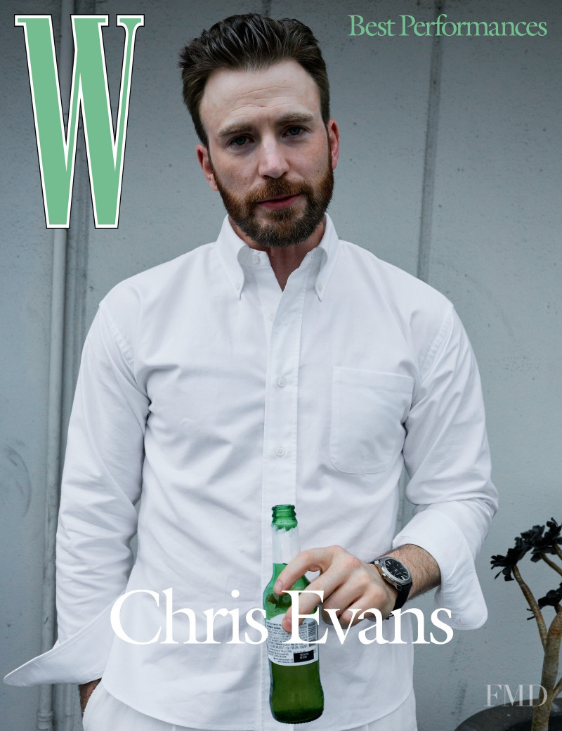 Chris Evans featured on the W cover from January 2020