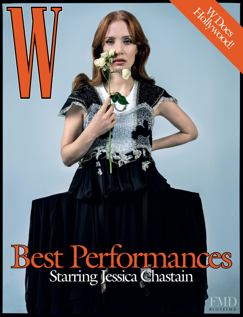 Jessica Chastain featured on the W cover from January 2022