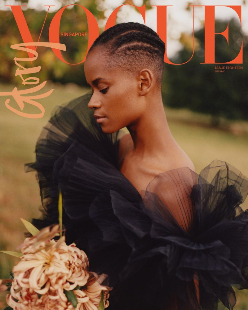 Letitia Wright featured on the Vogue Singapore cover from November 2022