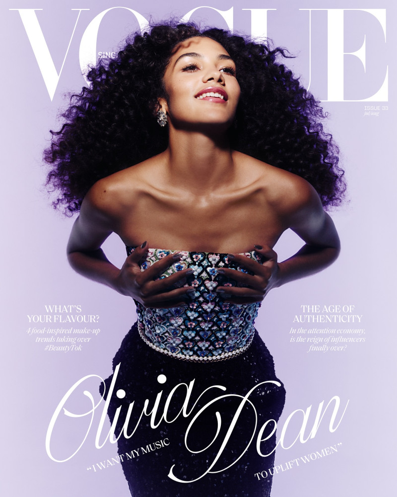 Olivia Dean featured on the Vogue Singapore cover from July 2024