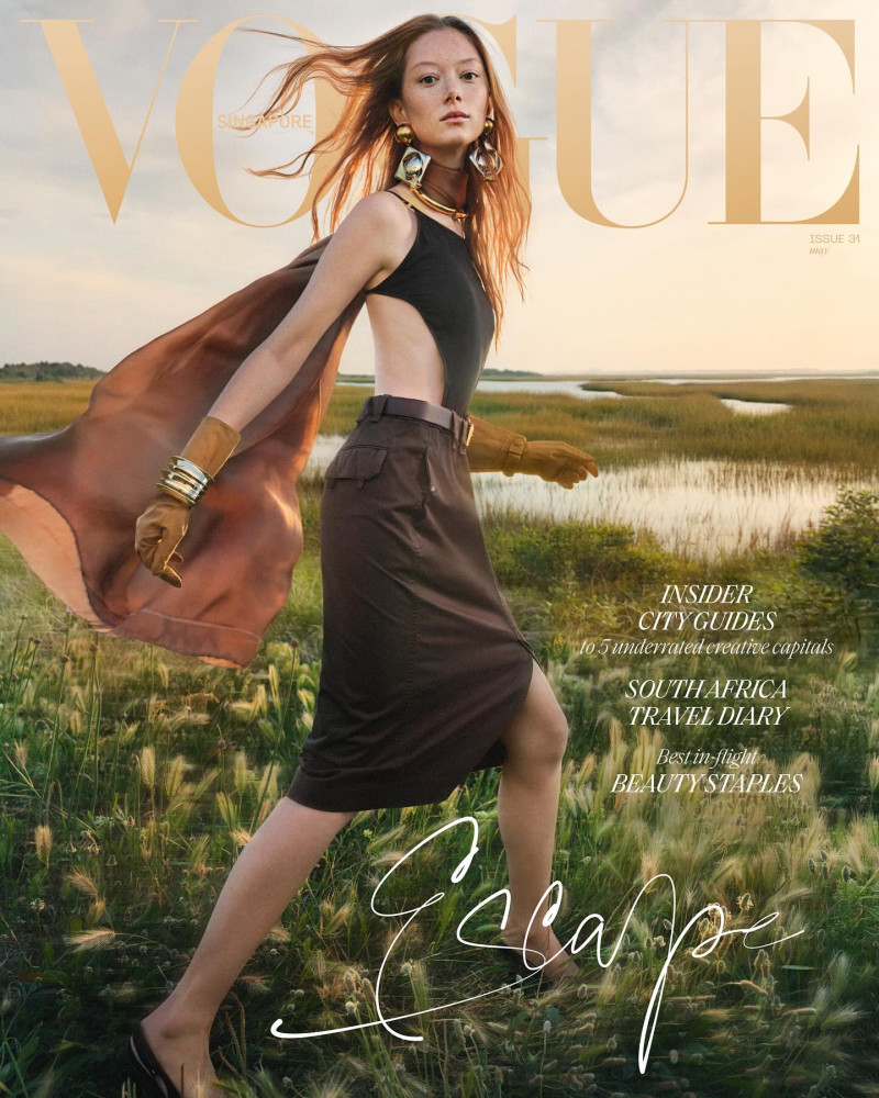 Sara Grace Wallerstedt featured on the Vogue Singapore cover from May 2024