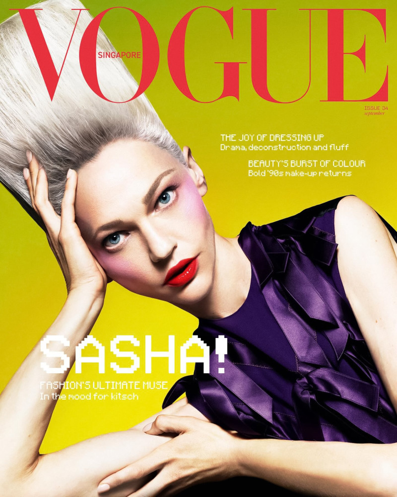 Sasha Pivovarova featured on the Vogue Singapore cover from September 2024