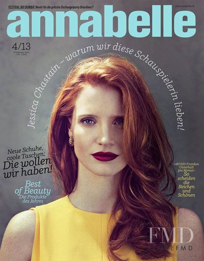 Jessica Chastain featured on the Annabelle cover from February 2013