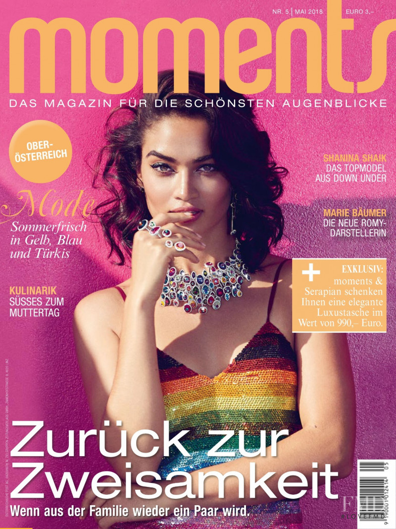 Shanina Shaik featured on the Moments cover from May 2018