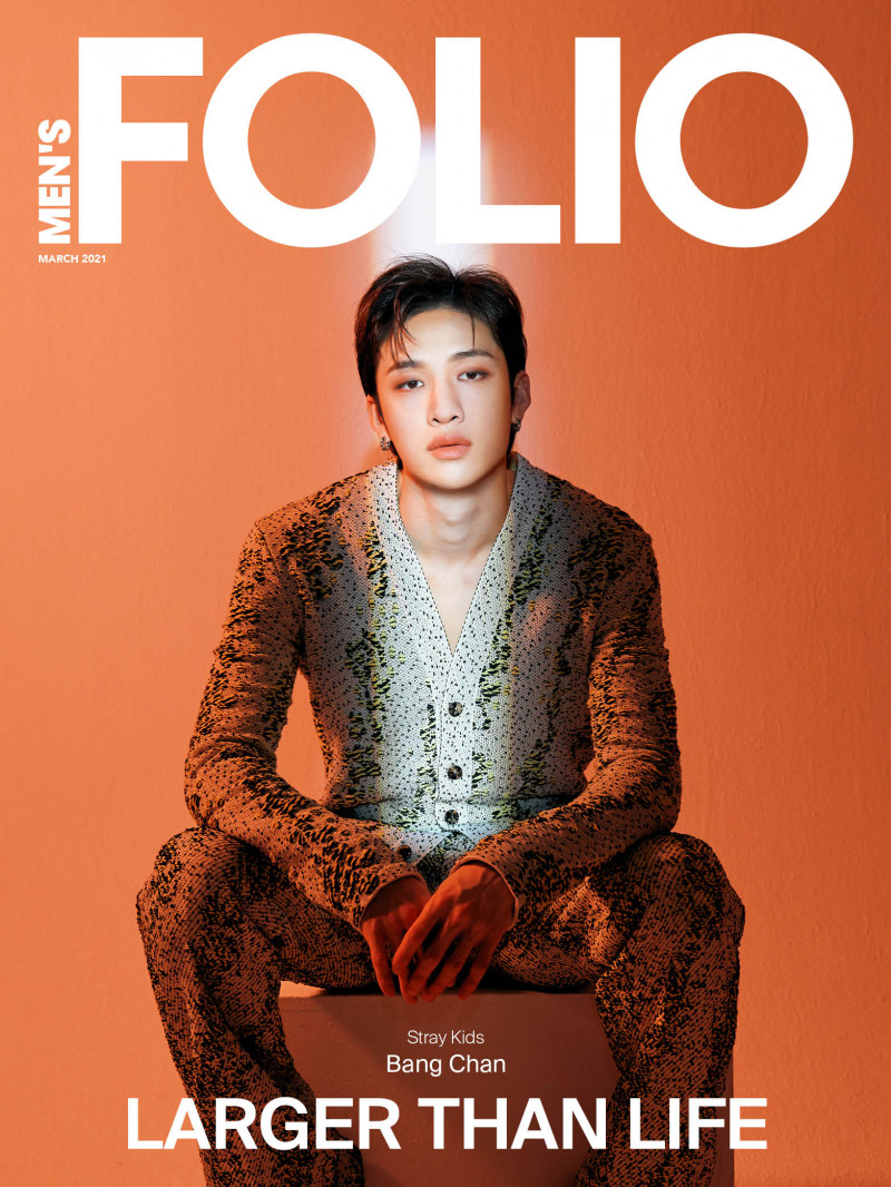 Bang Chan featured on the Men\'s Folio Singapore cover from March 2021