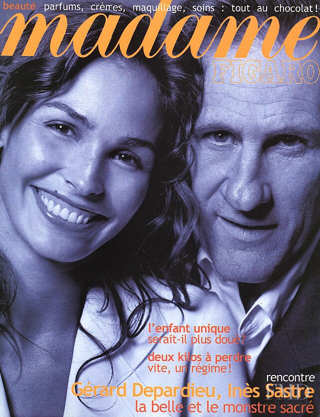 Ines Sastre featured on the Madame Figaro France cover from September 2001