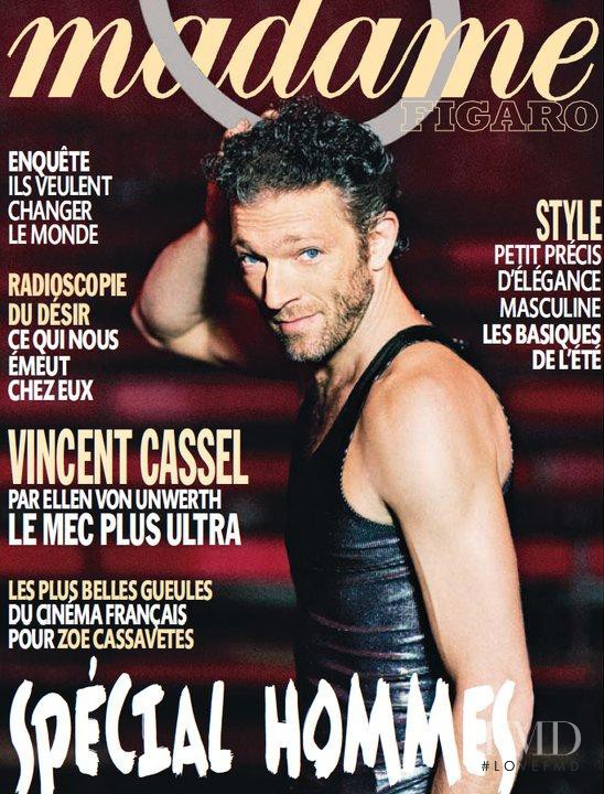 Vincent Cassel featured on the Madame Figaro France cover from April 2010