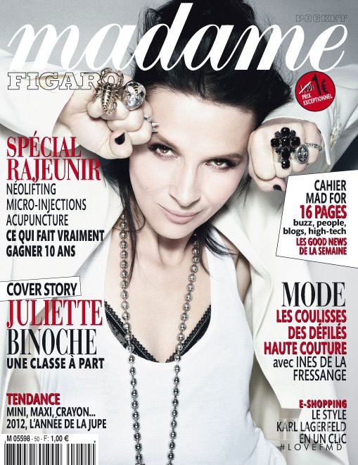 Juliette Binoche featured on the Madame Figaro France cover from February 2012