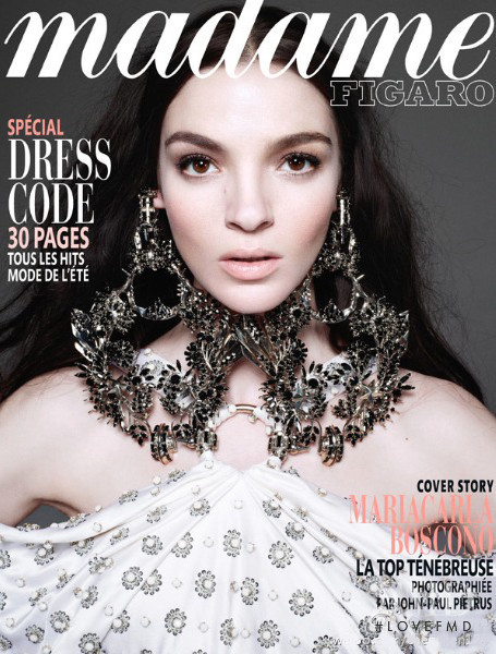 Mariacarla Boscono featured on the Madame Figaro France cover from March 2012