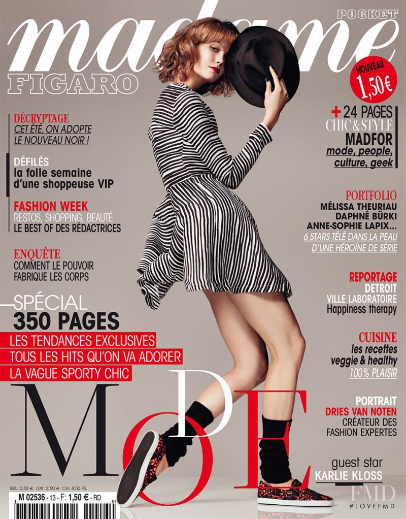 Karlie Kloss featured on the Madame Figaro France cover from March 2014
