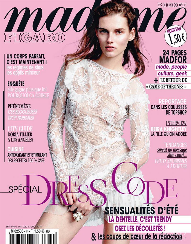 Giedre Dukauskaite featured on the Madame Figaro France cover from March 2014