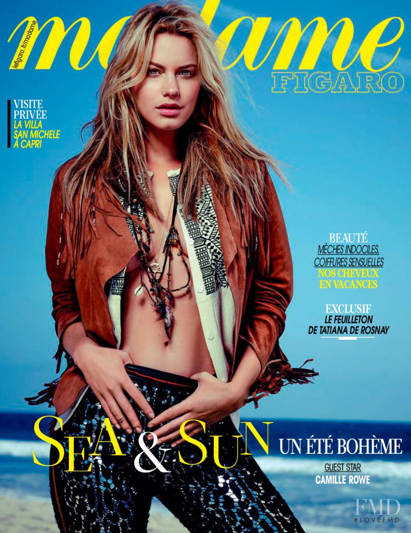 Camille Rowe featured on the Madame Figaro France cover from July 2015