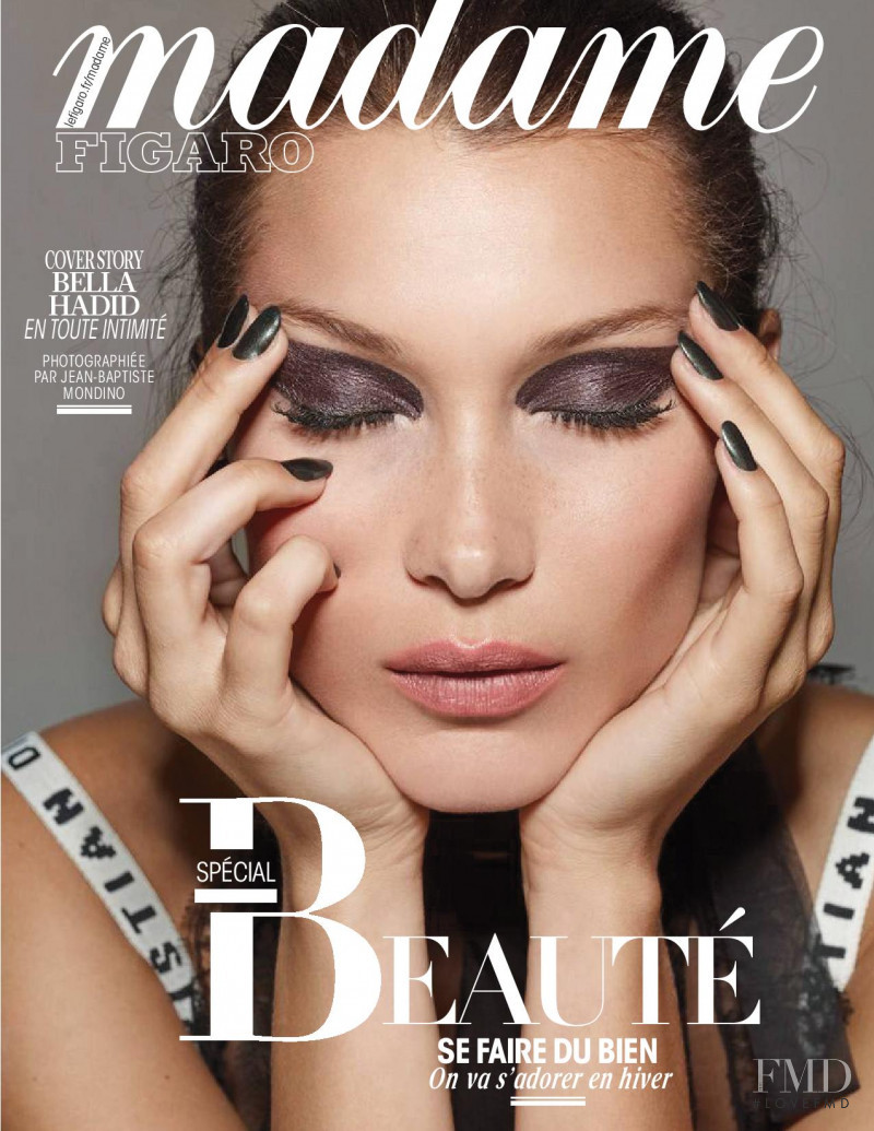 Bella Hadid featured on the Madame Figaro France cover from October 2017