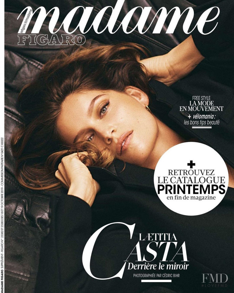Laetitia Casta featured on the Madame Figaro France cover from October 2019