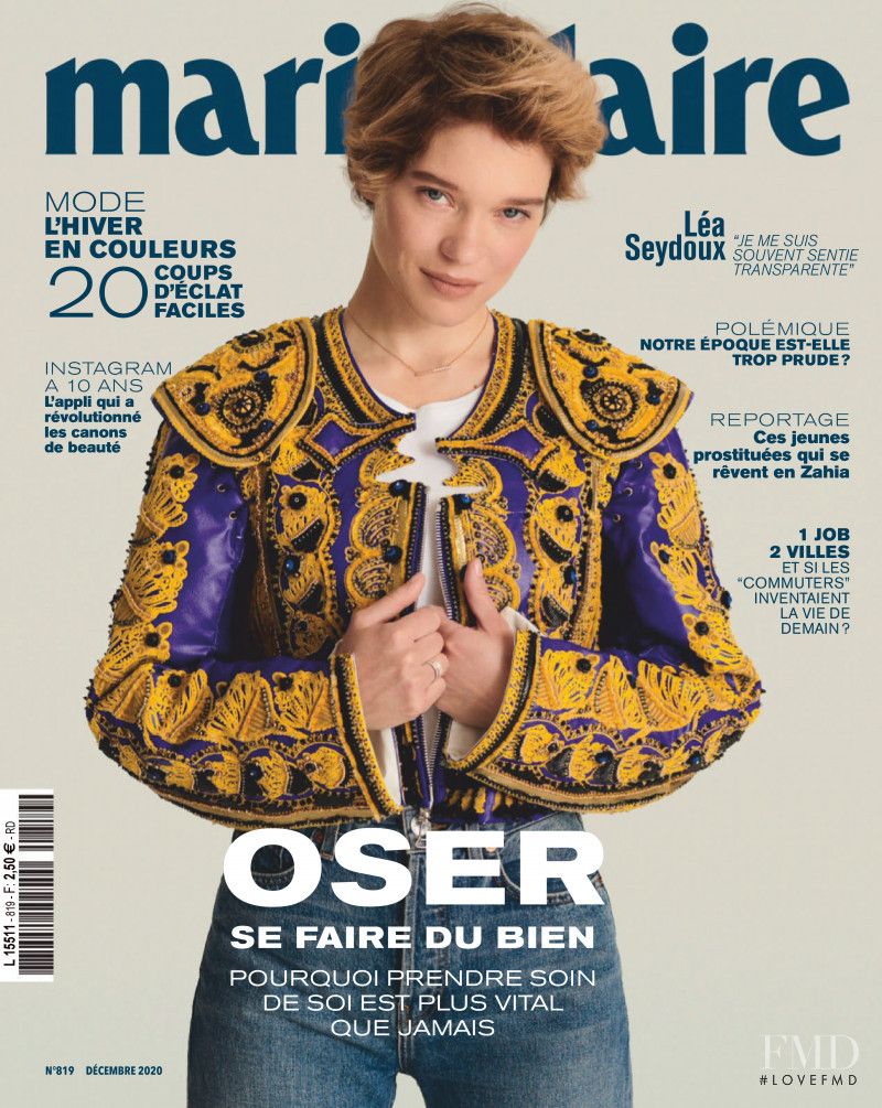 Lea Seydoux featured on the Madame Figaro France cover from December 2020