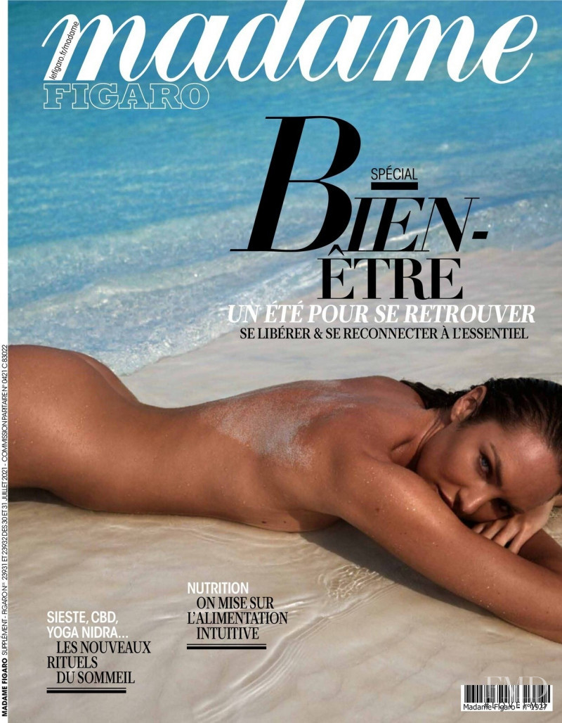 Candice Swanepoel featured on the Madame Figaro France cover from July 2021