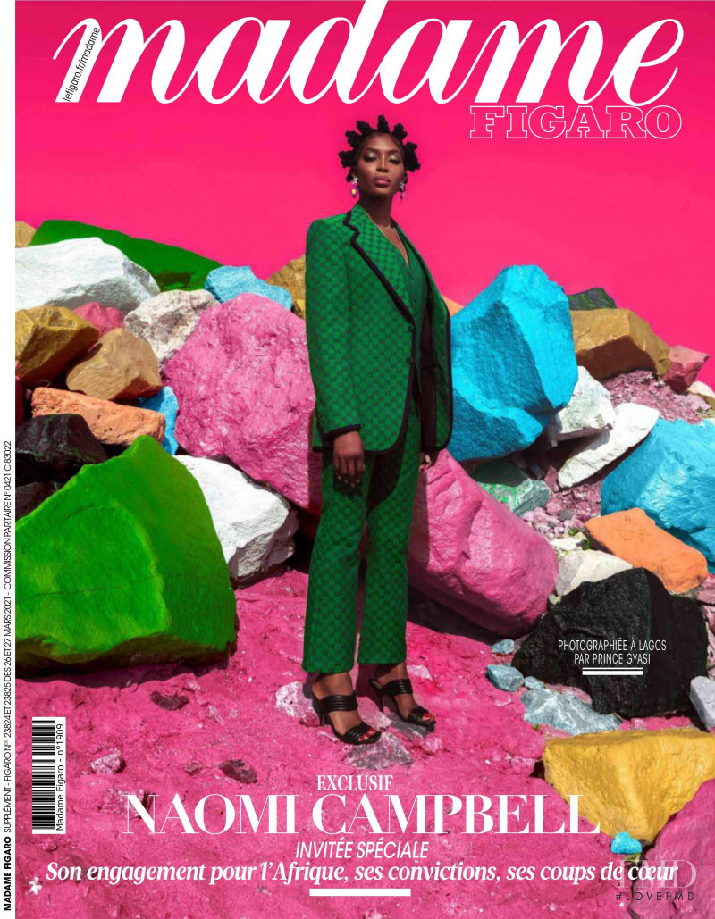 Naomi Campbell featured on the Madame Figaro France cover from March 2021