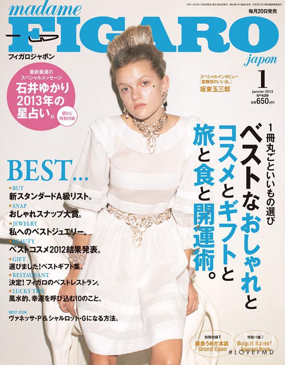 Ebba Lidvall featured on the Madame Figaro Japan cover from January 2013