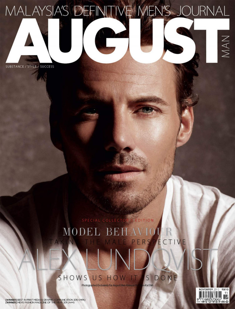 Alex Lundqvist featured on the August Man Malaysia cover from November 2012