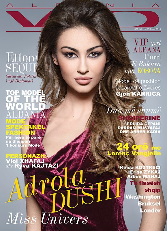 Adrola Dushi featured on the Vip Albania cover from March 2013