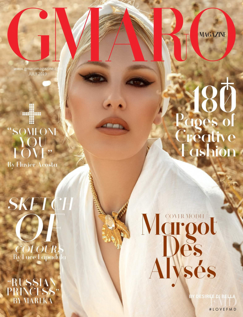 Margot Des Alyses featured on the Gmaro Magazine cover from July 2019