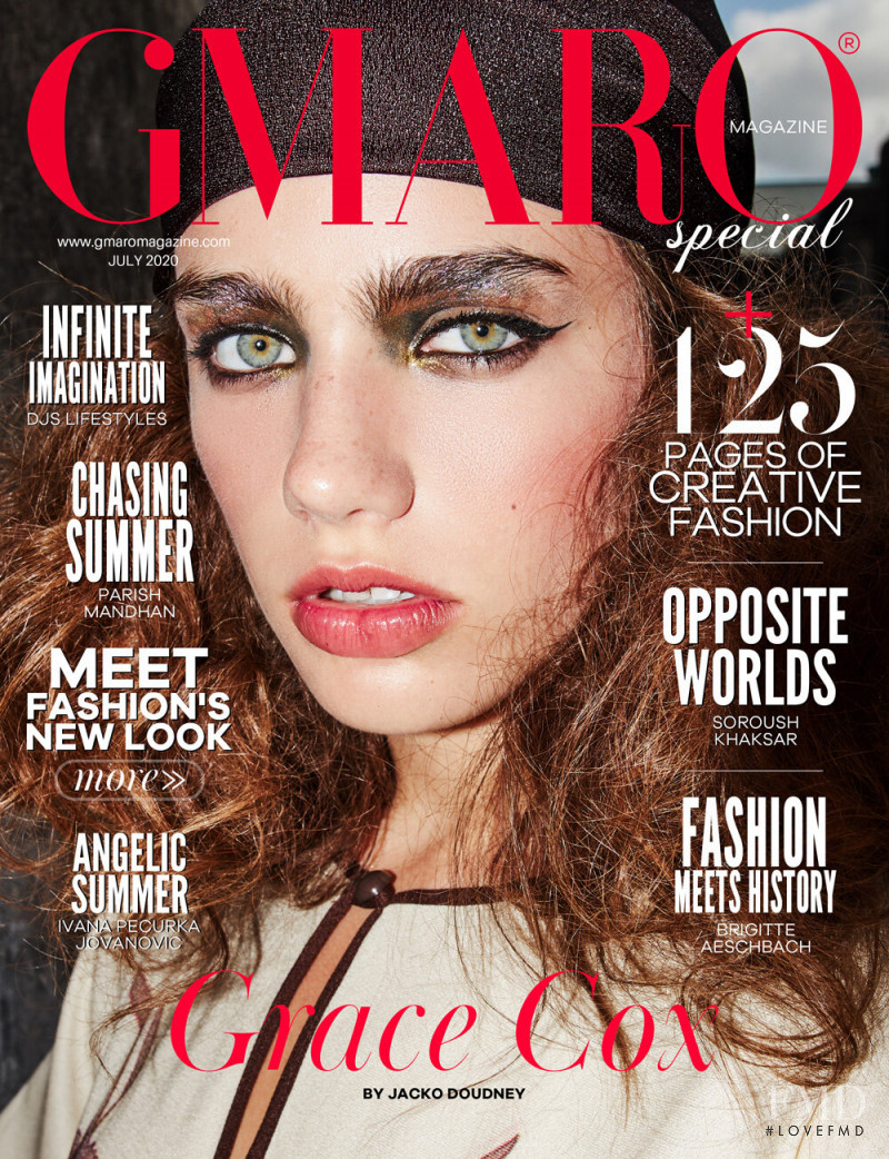 Grace Cox featured on the Gmaro Magazine cover from July 2020