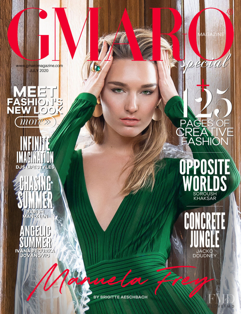 Manuela Frey featured on the Gmaro Magazine cover from July 2020
