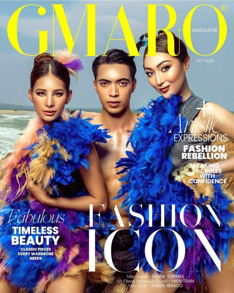 Shane Tormes, Hien Tran, Karen Ibasco featured on the Gmaro Magazine cover from October 2023