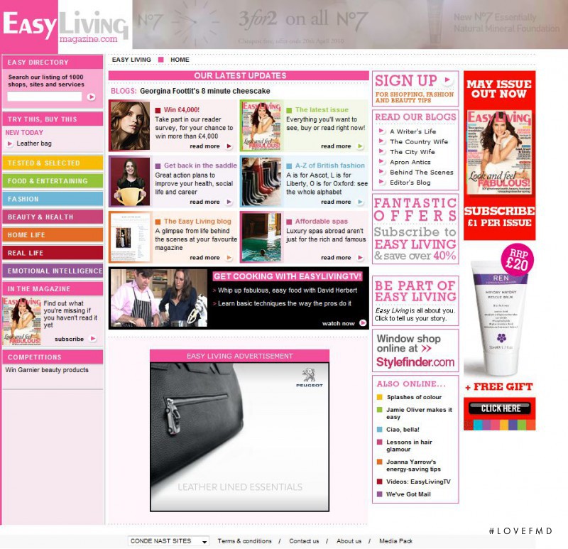  featured on the EasyLivingMagazine.co.uk screen from April 2010