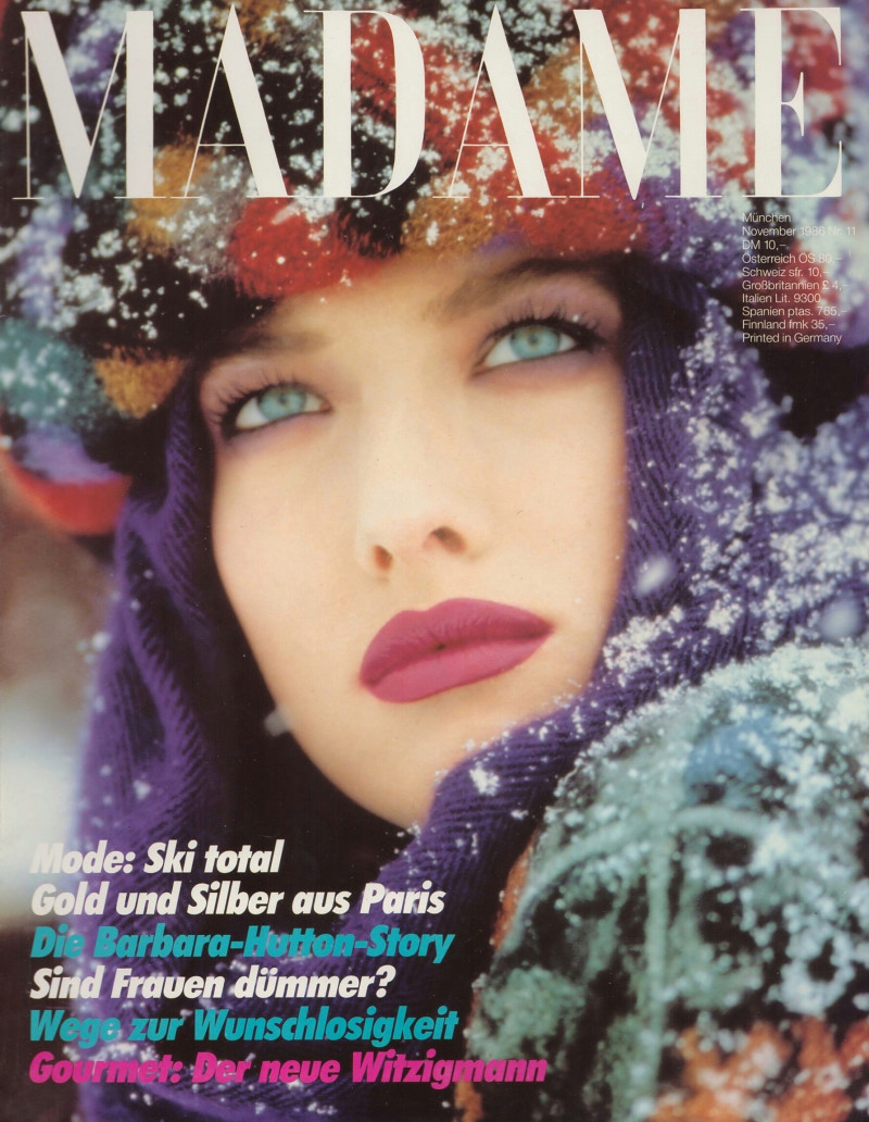 Tatjana Patitz featured on the Madame cover from November 1986