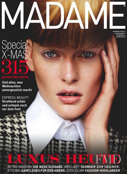 Natalie Keyser featured on the Madame cover from December 2013