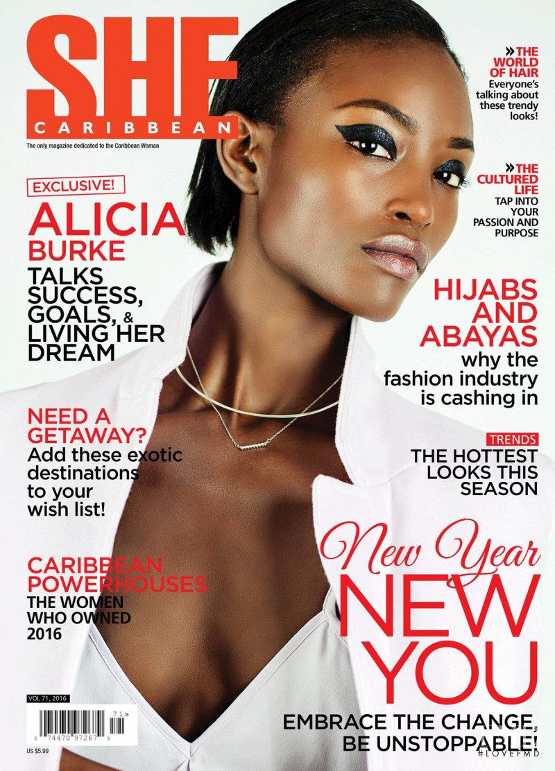 Alicia Burke featured on the She Caribbean cover from December 2016