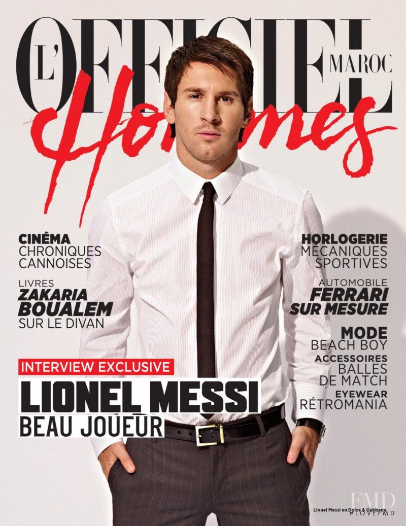 Lionel Messi featured on the L\'Officiel Hommes Morocco cover from July 2012