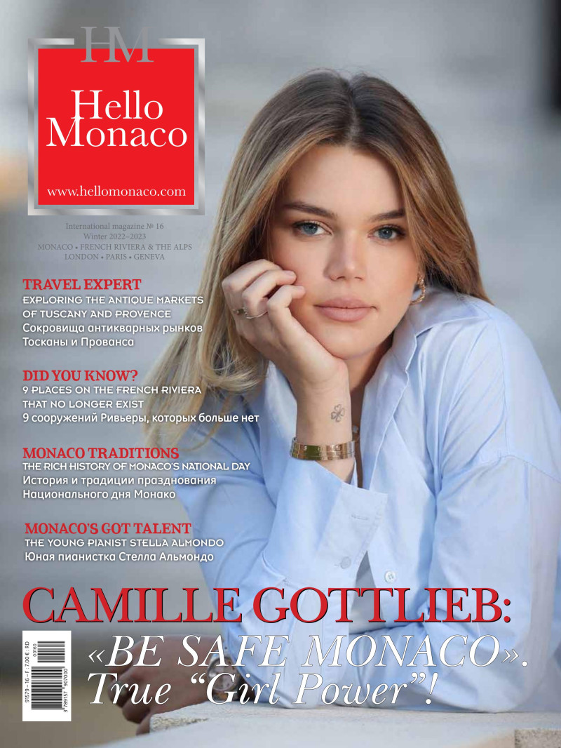 Camille Gottlieb featured on the Hello Monaco cover from December 2022