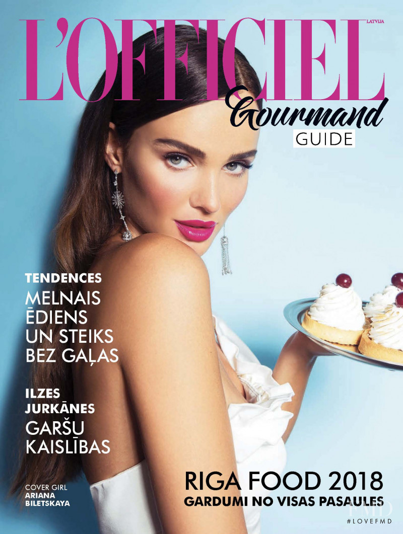 Ariana Biletskaya featured on the L\'Officiel Gourmand Guide Latvia cover from September 2018