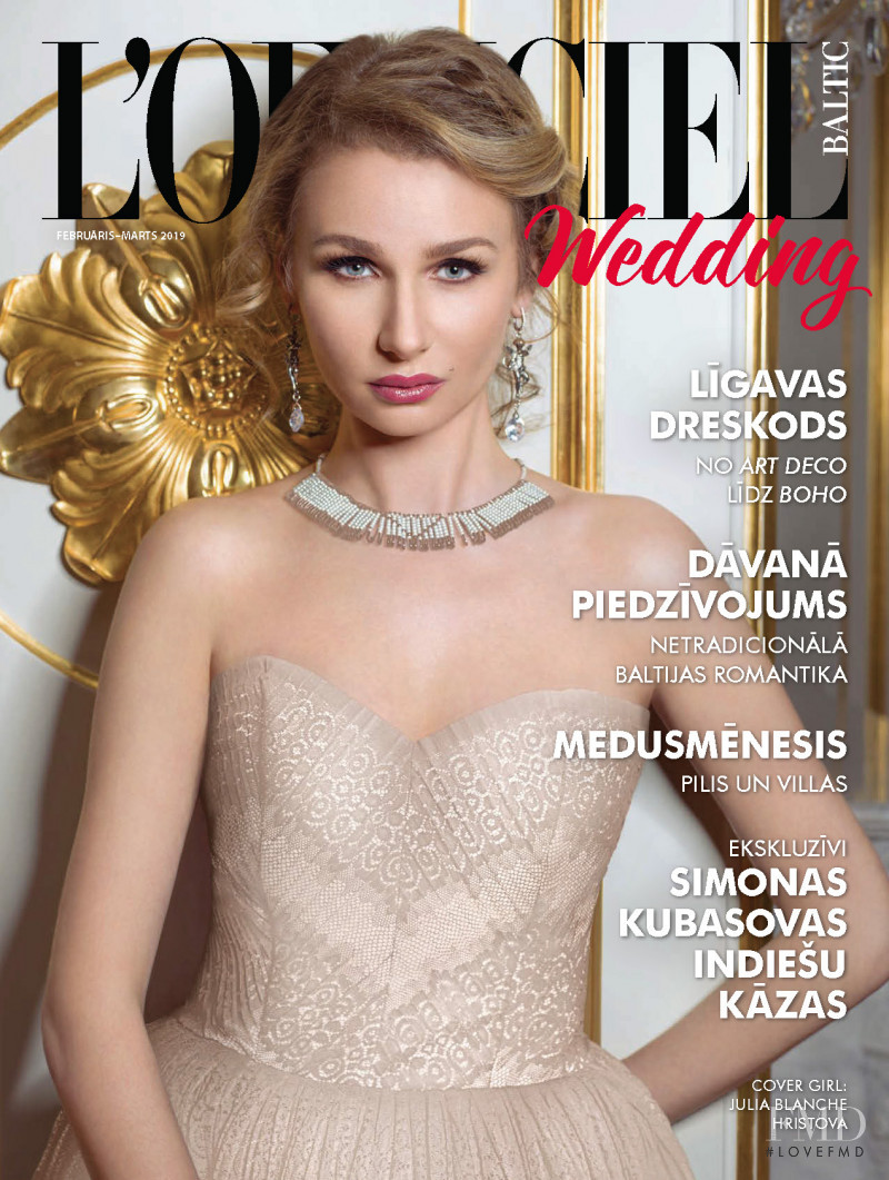 Julia Blanche Hristova featured on the L\'Officiel Wedding Baltic cover from February 2019