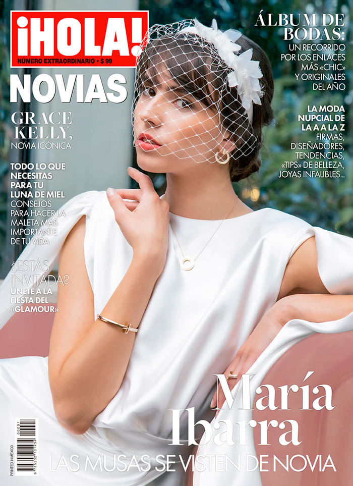 Maria Ibarra featured on the Hola! Novias Mexico cover from June 2022