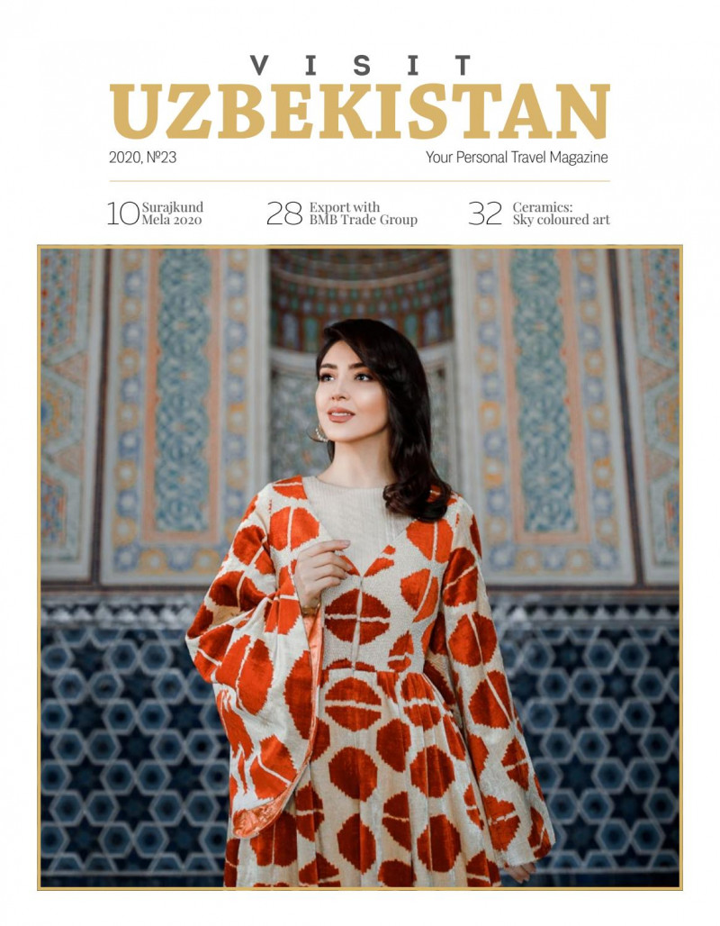 Rano Shodiyeva featured on the Visit Uzbekistan cover from February 2020