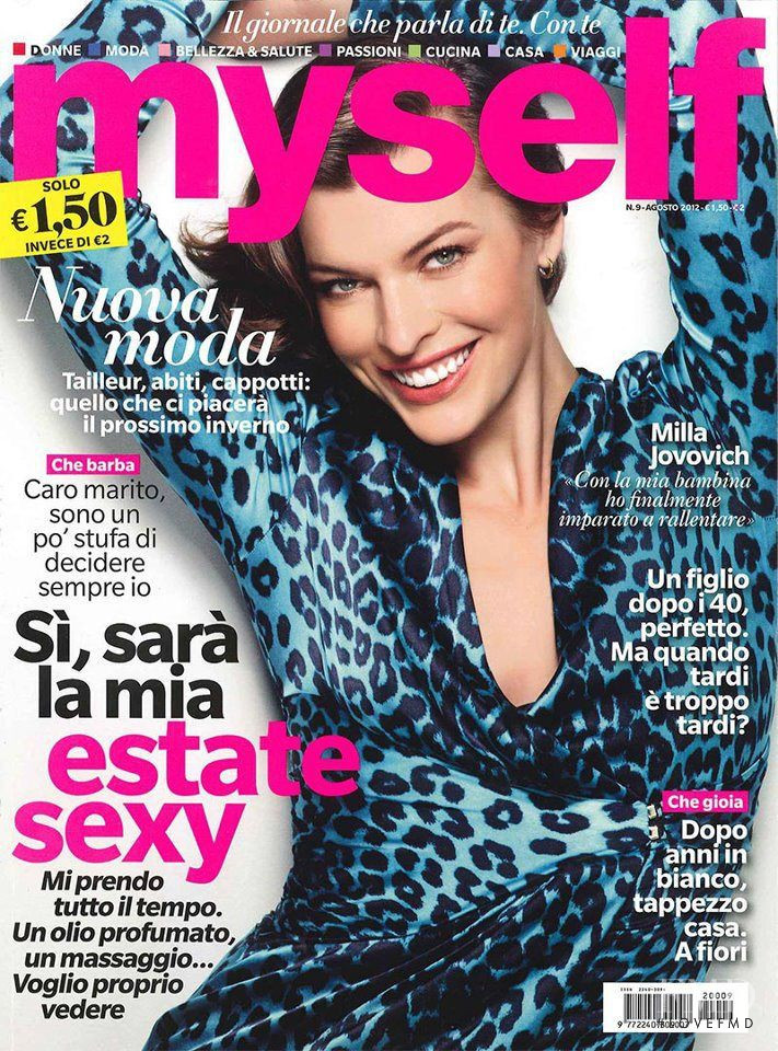 Milla Jovovich featured on the Myself Italy cover from August 2012