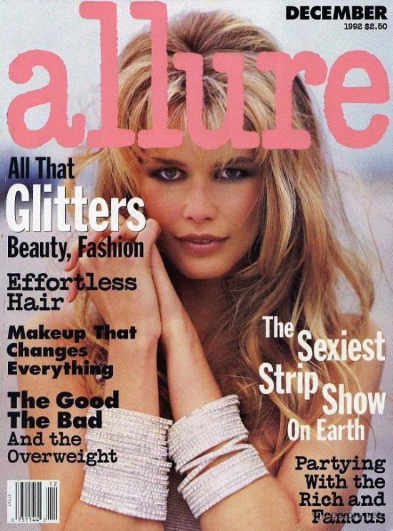 Claudia Schiffer featured on the Allure cover from December 1992