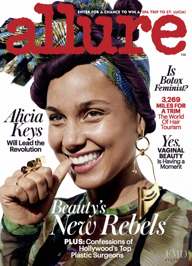 Alicia Keys featured on the Allure cover from February 2017