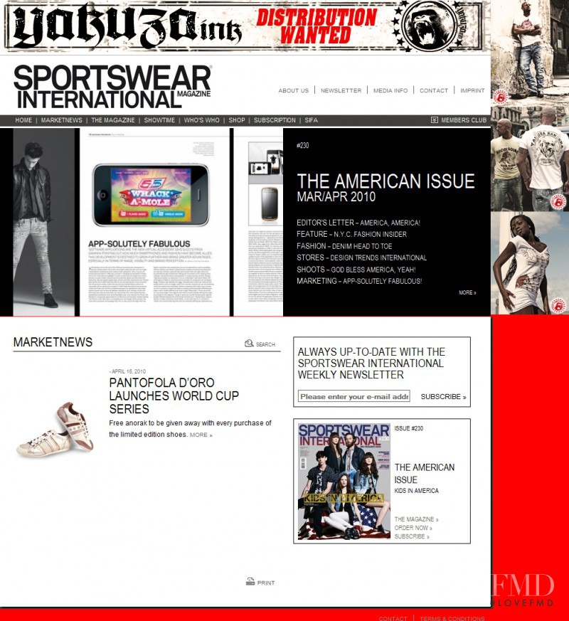  featured on the Sportswearnet.com screen from April 2010