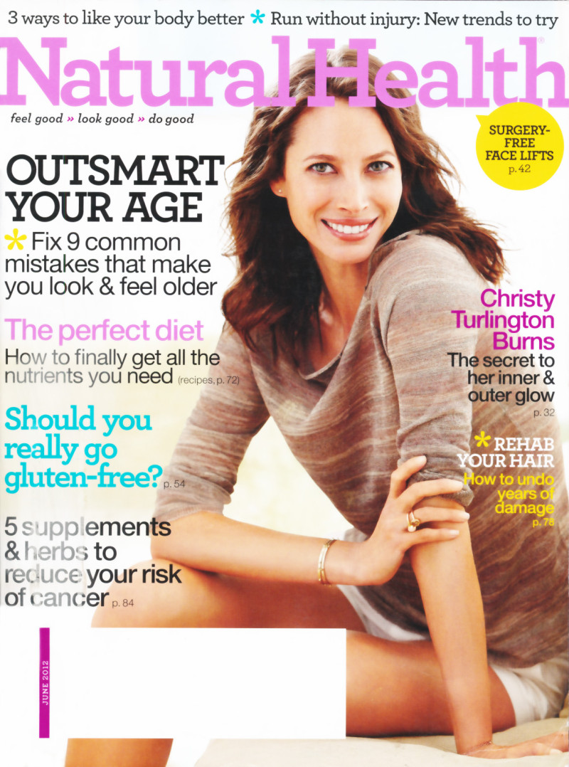 Christy Turlington featured on the Natural Health UK cover from June 2012