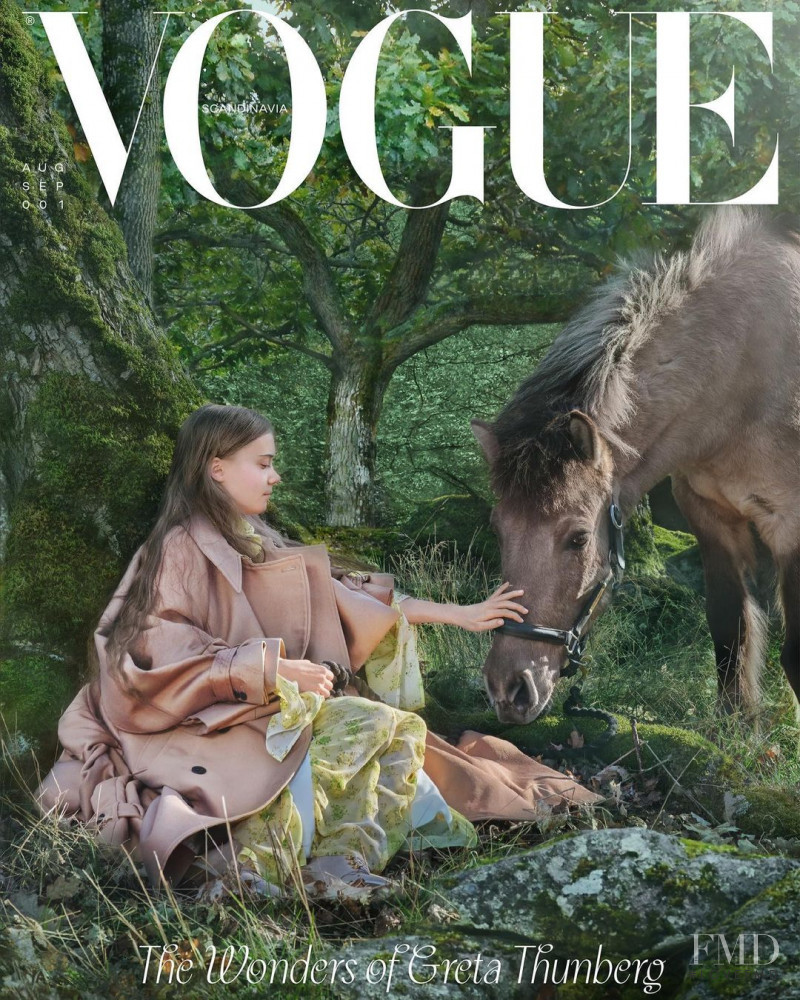 Greta Thunberg featured on the Vogue Scandinavia cover from August 2021