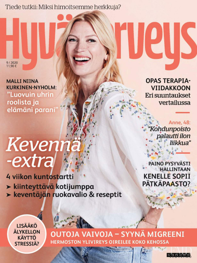 Niina Kurkinen featured on the Hyva Terveys cover from September 2020