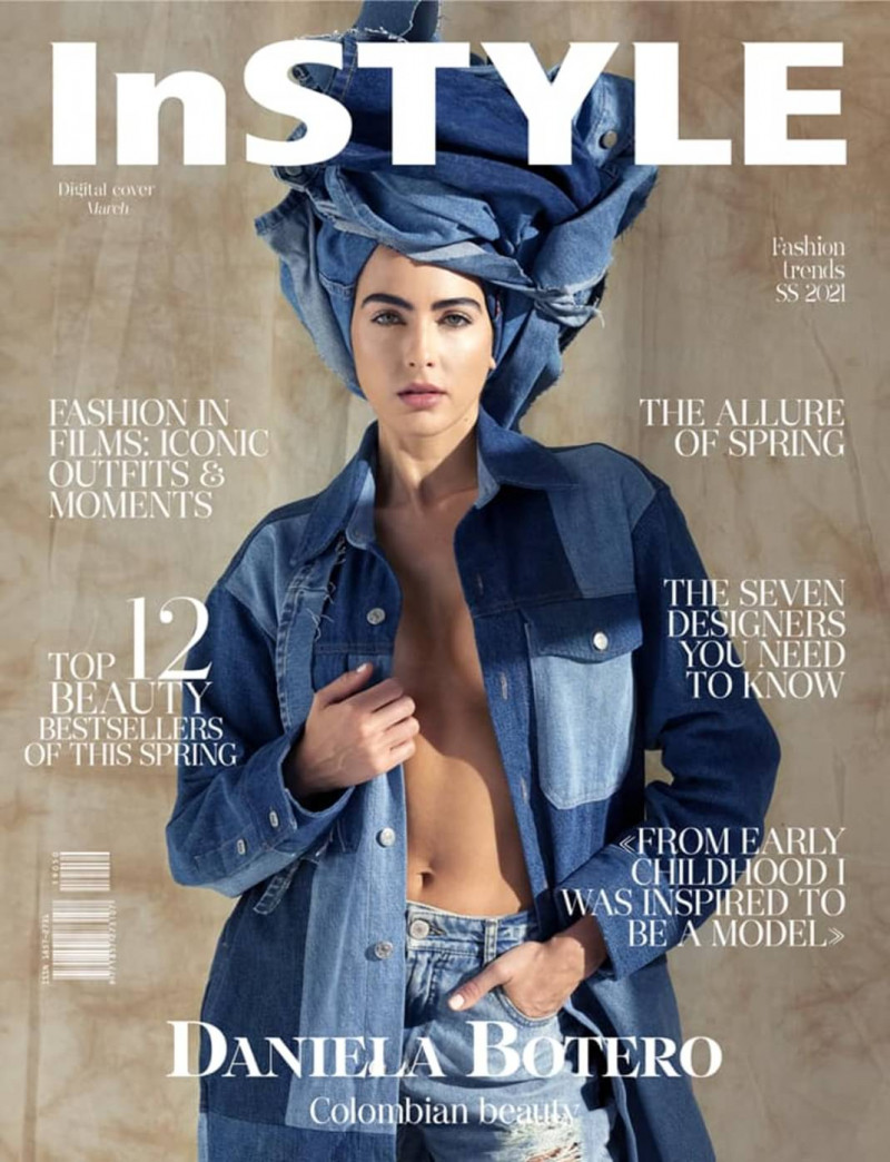 Daniela Botero featured on the InStyle Moldova cover from March 2021