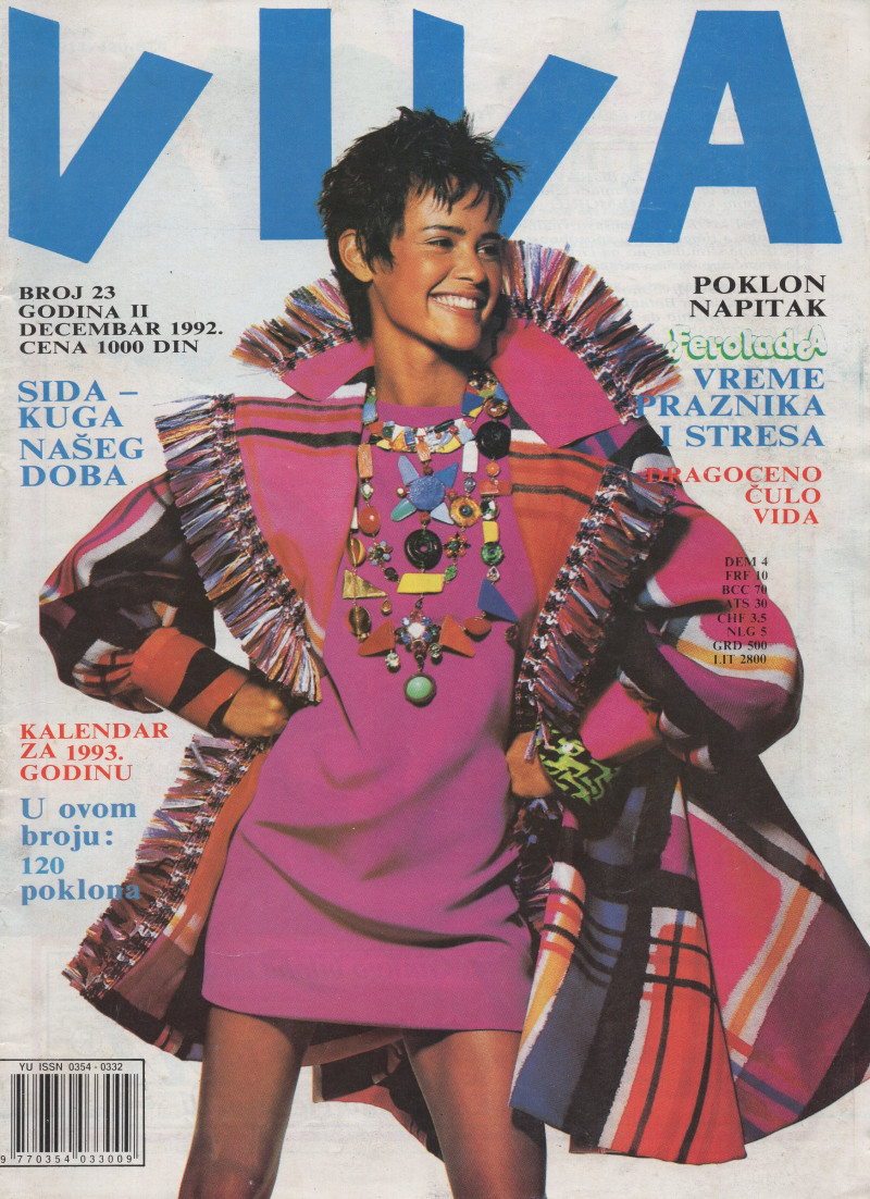 Nadege du Bospertus featured on the Viva Serbia cover from December 1992