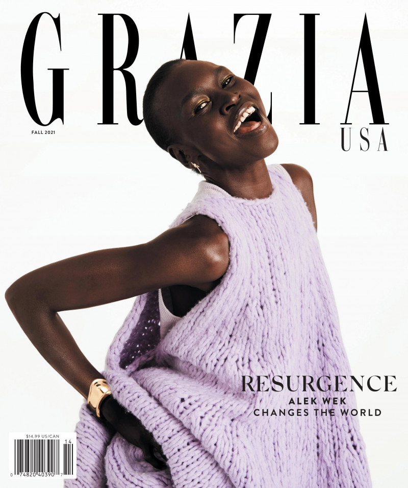 Alek Wek featured on the Grazia USA cover from September 2021