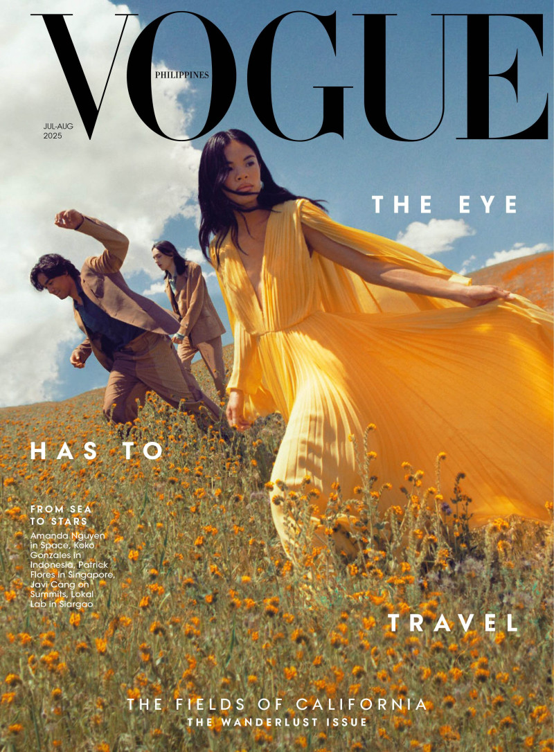 Sandra Drifter, Brett Prendergast, Bronson Garel featured on the Vogue Philippines cover from July 2025