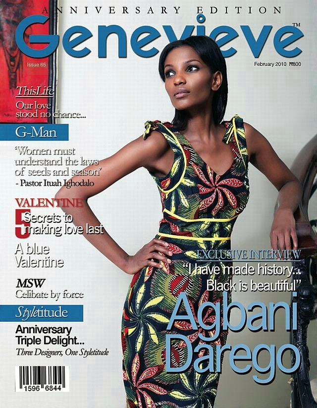 Agbani Darego featured on the Genevieve cover from February 2010